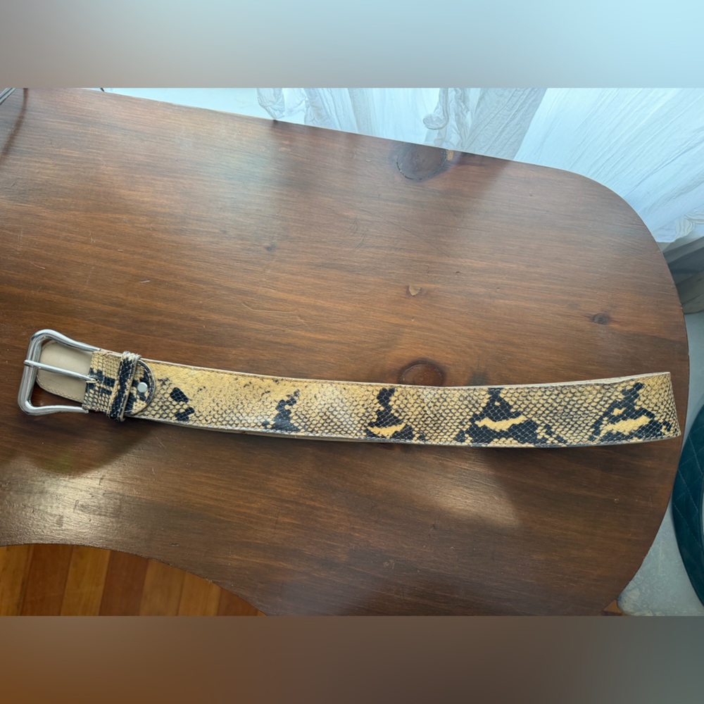 The Tailored Sportsman Tan Snake Print Leather Belt